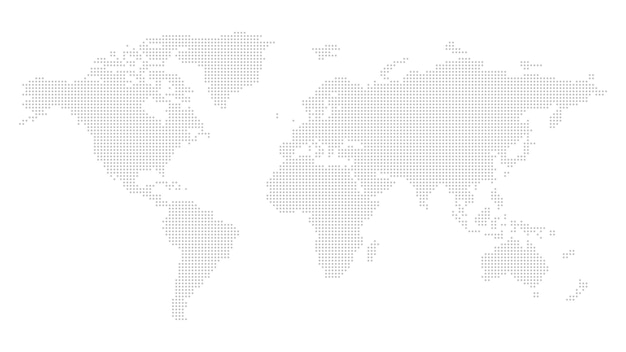 Mappa del mondo punteggiata. sfondo bianco. illustrazione vettoriale