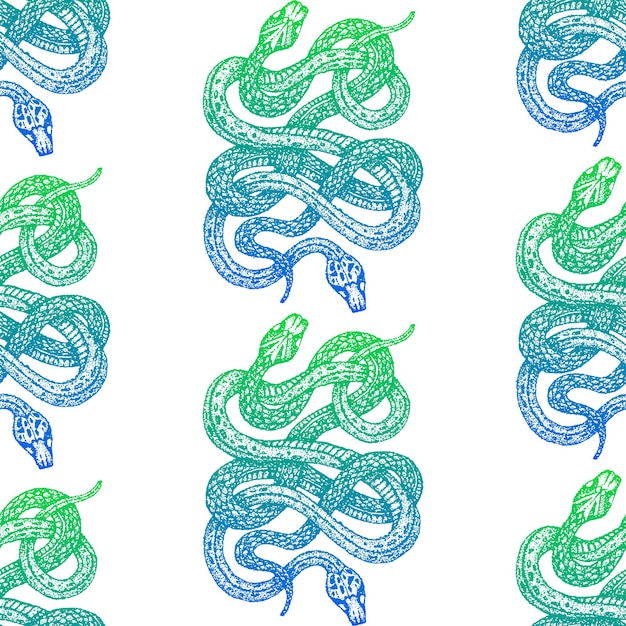 Vector dotwork snakes seamless pattern. vector illustration of handdrawn background.