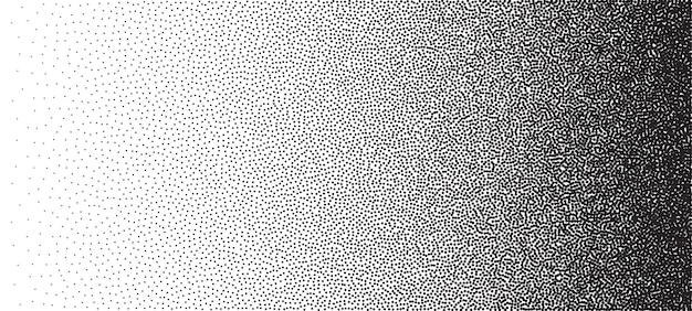 Vector dotwork verloop patroon achtergrond. zwarte ruis gestippelde stippen. vector