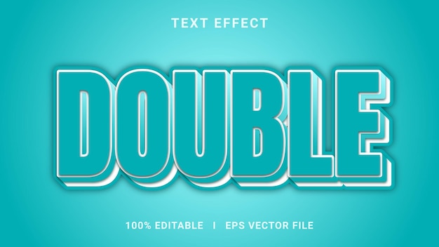 Double 3D editable text effect premium vector for illustrator