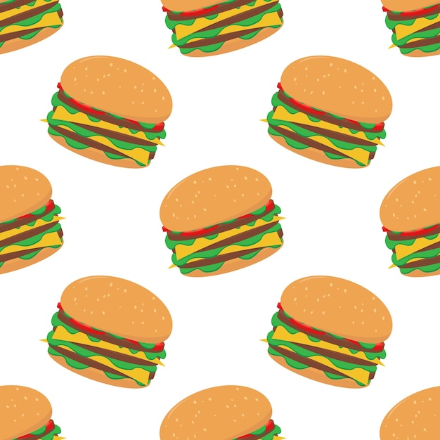 Double Cheeseburger Pattern Background. Seamless. Vector Illustration