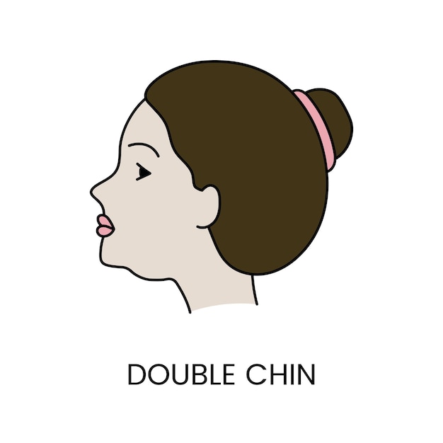 Double chin icon in vector woman face illustration