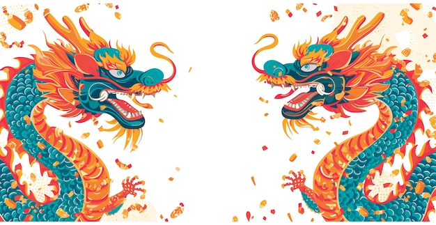 Double chinese dragon background wallpaper