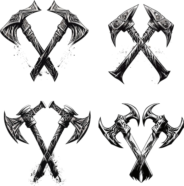 Vector double crossing viking axe logo