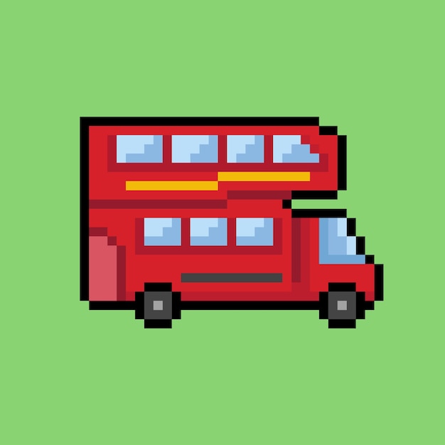 Autobus a due piani con stile pixel art