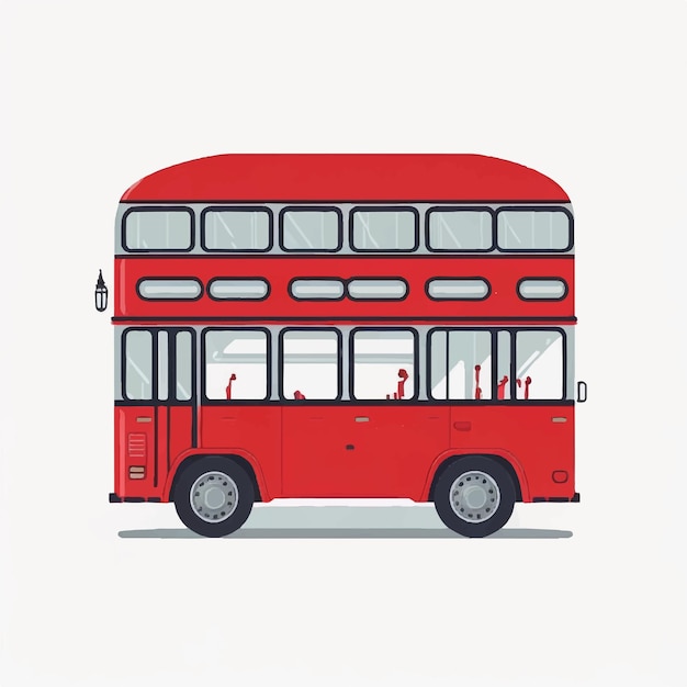 Double decker red bus vector illustration flat design City public transport service vehicle retrobus isolated on a white background