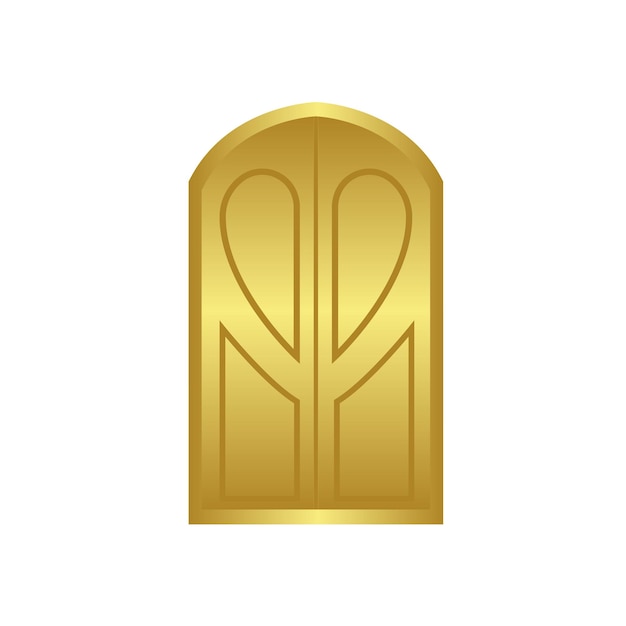 Double doors gold color vector