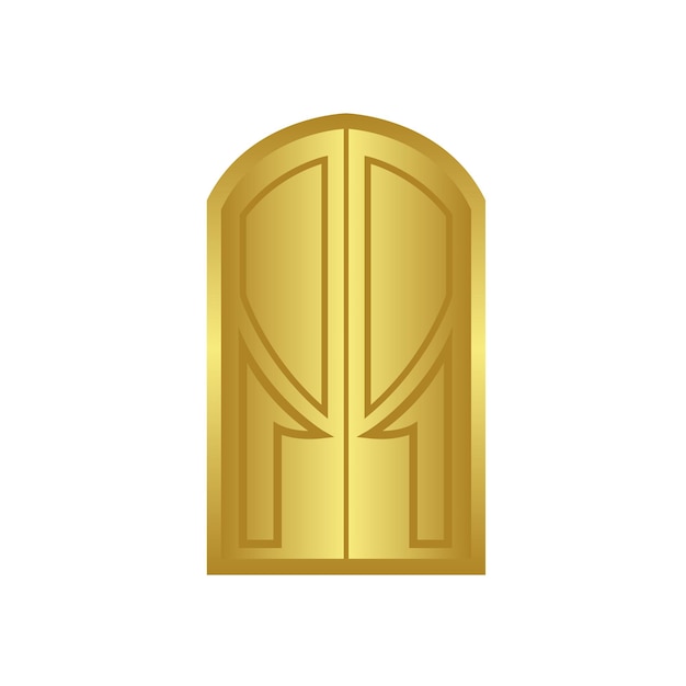 Vector double doors gold color vector