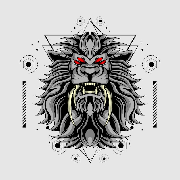 Double fangs lion sacred geometry