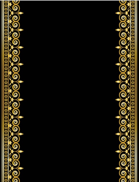 Double golden floral ornament frame design vector on black color background