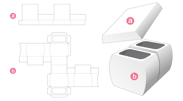 Double jar shaped bowl with lid die cut template