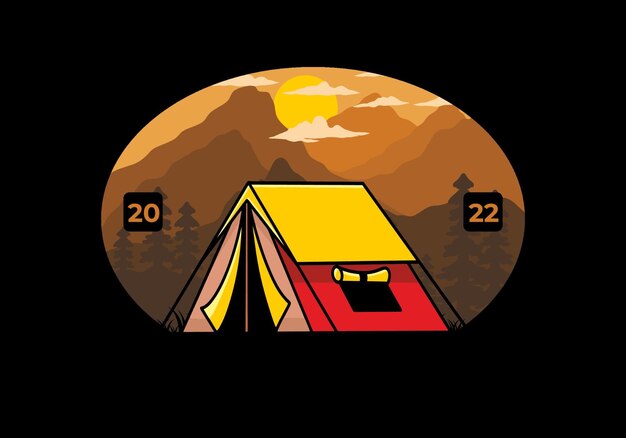 Double layer tent flat illustration badge design