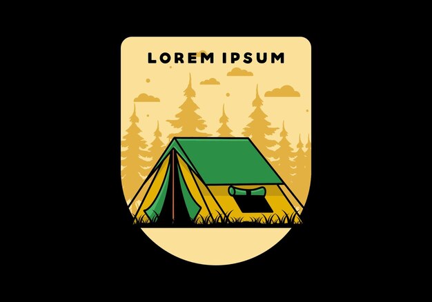 Double layer tent flat illustration badge design