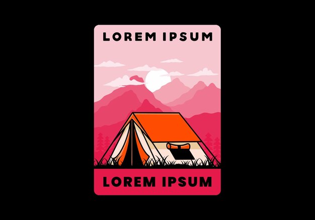 Double layer tent flat illustration badge design