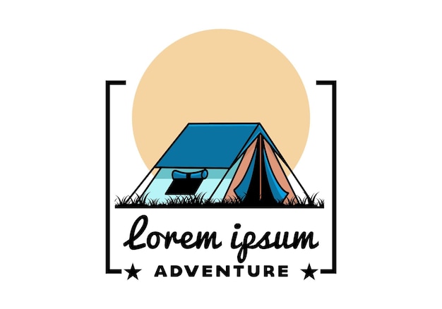 Double layer tent flat illustration badge design