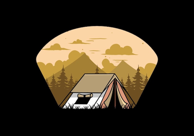 Double layer tent flat illustration badge design