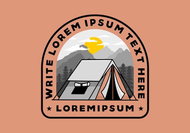 Double layer tent flat illustration badge design