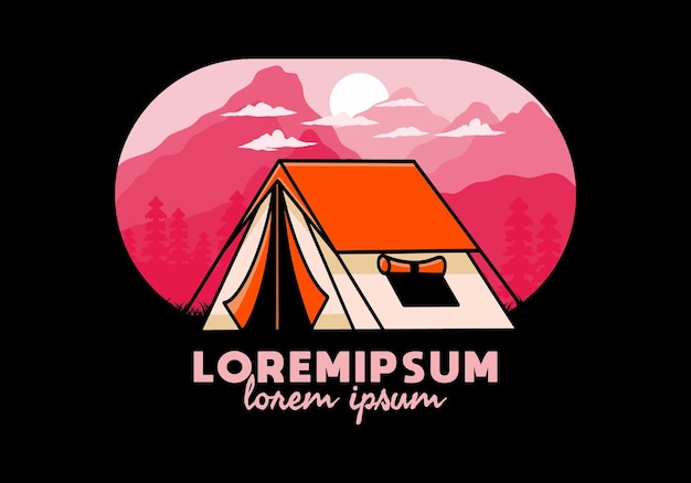 Double layer tent flat illustration badge design