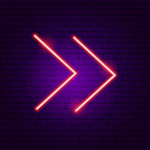 Double Line Arrow Neon Sign. Vector Illustration of Direction Promotion.