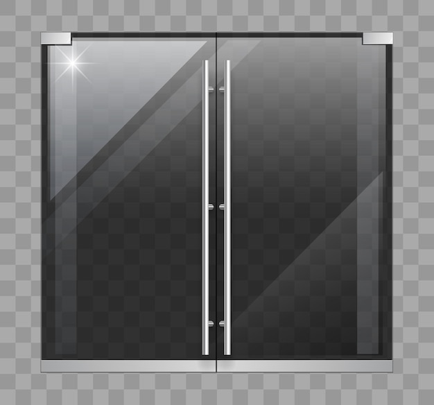 Vector double modern doors of black toned glass