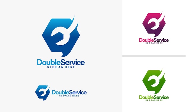 Double service logo template, modification discuss logo designs vector