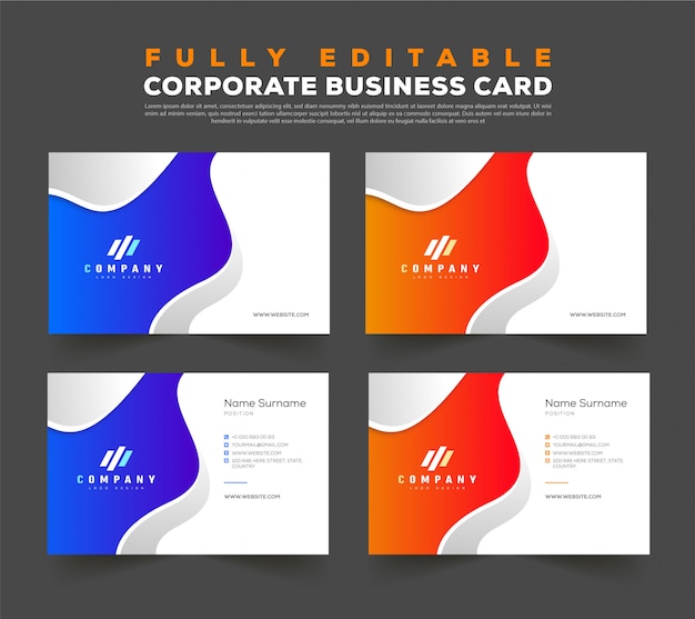 Double side front & back business card design template