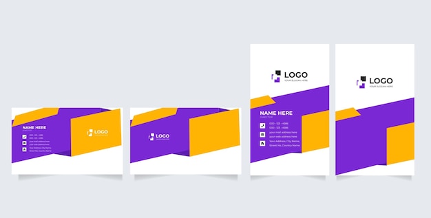 Double-sided creative business card template. Portrait and landscape orientation