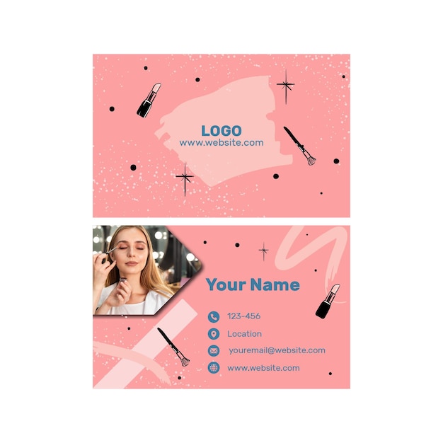Vector double-sided horizontal beauty salon business card