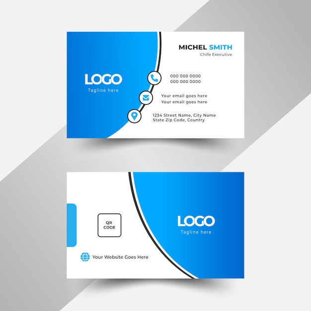 Double sided modern creative business card Blue and Black color business card