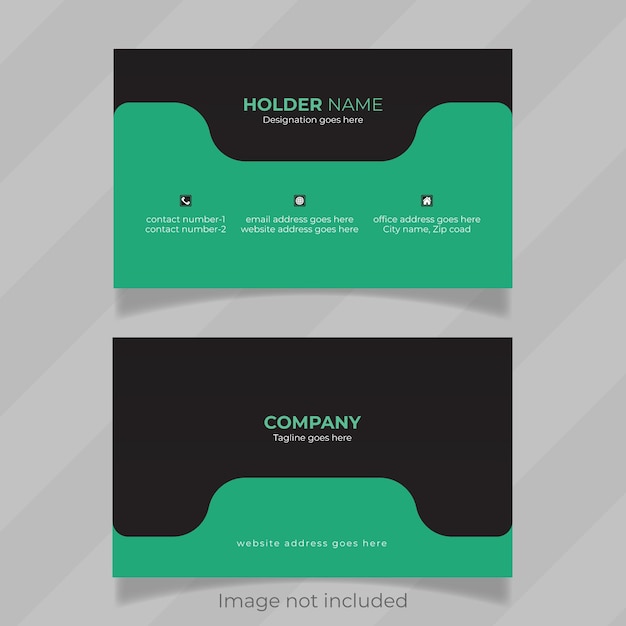 Double sided simple business card design concept with vector layout and green and white color