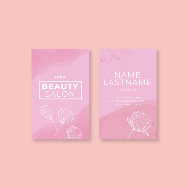 double-sided vertical beauty salon business card template