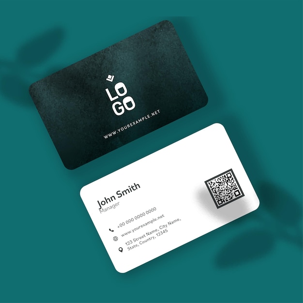 Double Sides Business Or Visiting Card In Green And White Color