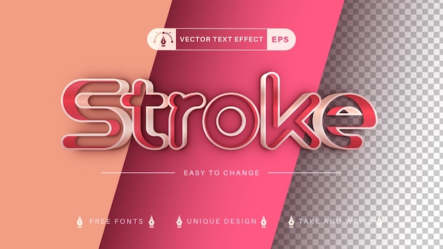 Double stroke editable text effect, font style