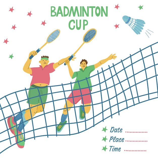 Doubles badminton game poster
