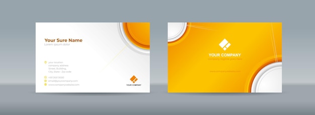 Doublesided business card templates with an illustration of a small orange circle in the corner