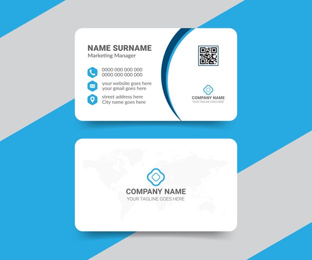 Двухсторонний креативный современный шаблон дизайна визитной карточки компании