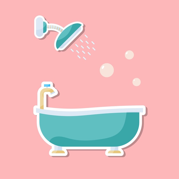 Douche en Bathup illustratie sticker vector