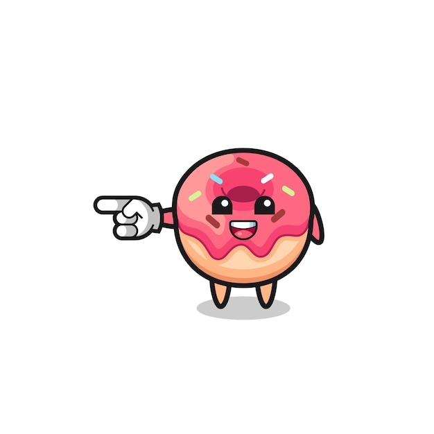 Doughnut cartoon with pointing left gesture cute design