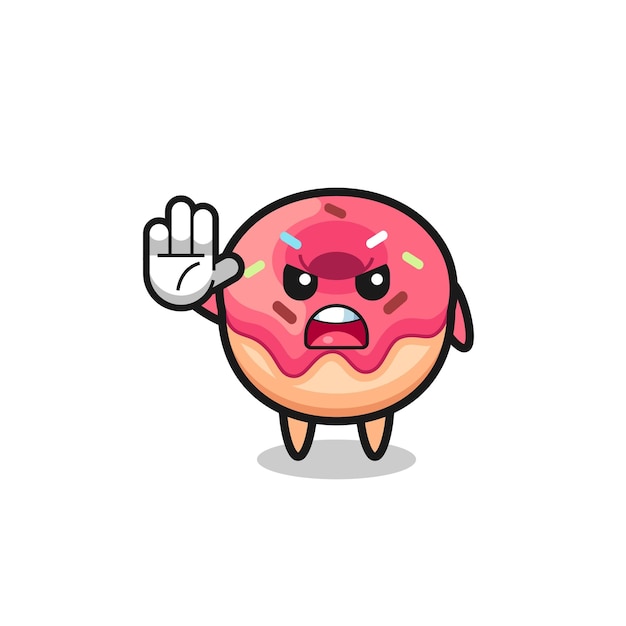 Doughnut character doing stop gesture cute design