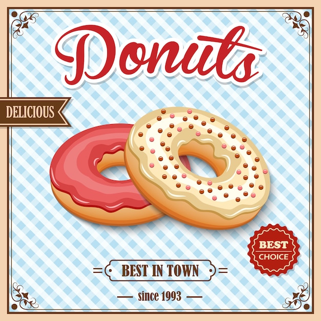 Doughnut retro poster