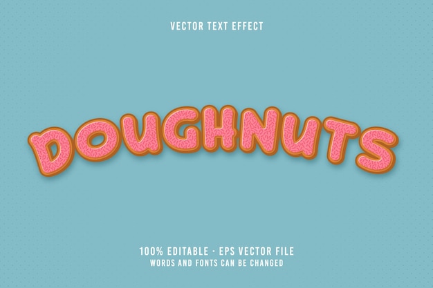 Vector doughnuts text editable font effect