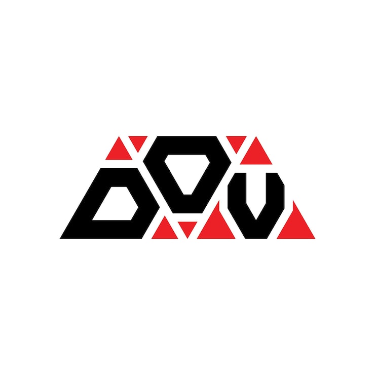 Vector dov triangle letter logo design with triangle shape dov triangle logo design monogram dov triangle vector logo template with red color dov triangular logo simple elegant and luxurious logo dov