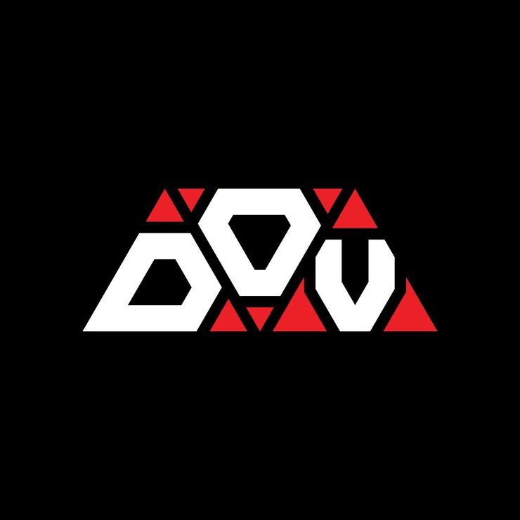 Vector dov triangle letter logo design with triangle shape dov triangle logo design monogram dov triangle vector logo template with red color dov triangular logo simple elegant and luxurious logo dov