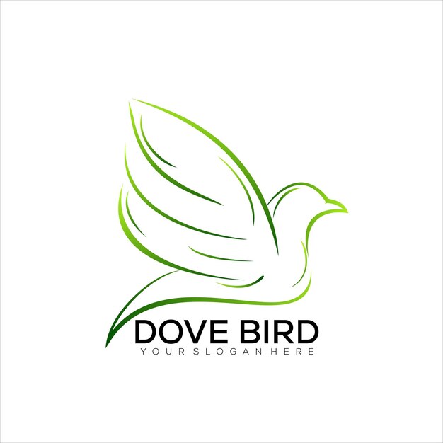 Dove bird design line art logo gradient color