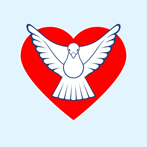 Vector dove and heart dove of peace volunteering concept vector illustration