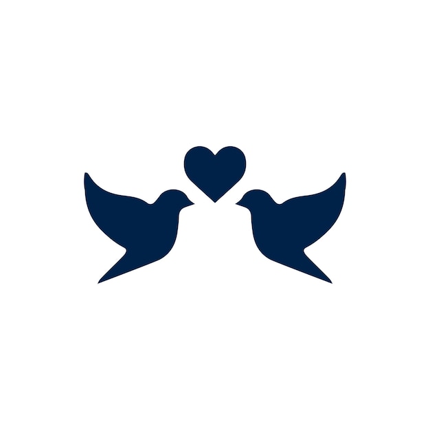 Dove and heart symbol valentine icon flat vector simple isolated illustration