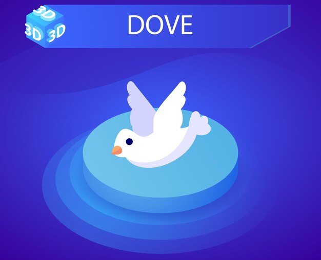 Dove isometric design icon vector web illustration 3d colorful concept