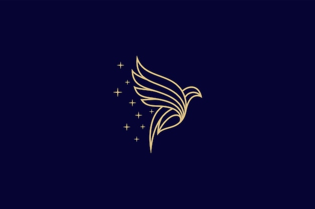 dove logo design decorated with blink with luxury line art style