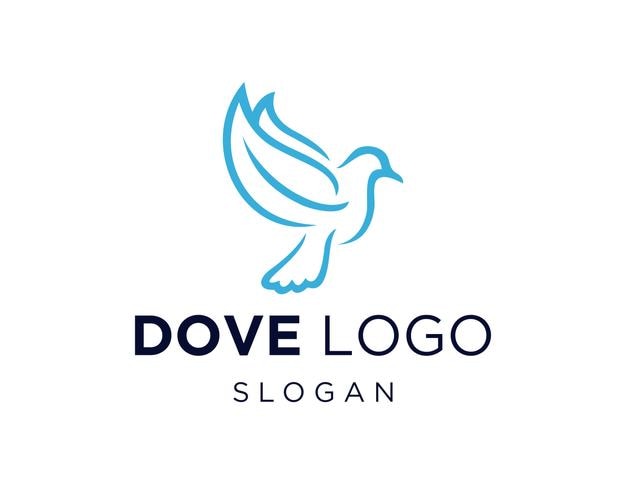 Dove logo ontwerp gemaakt met behulp van de Corel Draw 2018 applicatie met een witte achtergrond