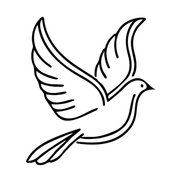 Dove minimale lijntekeningen logo Schets illustratie ontwerp van vogel vliegen Geïsoleerde silhouet tekening